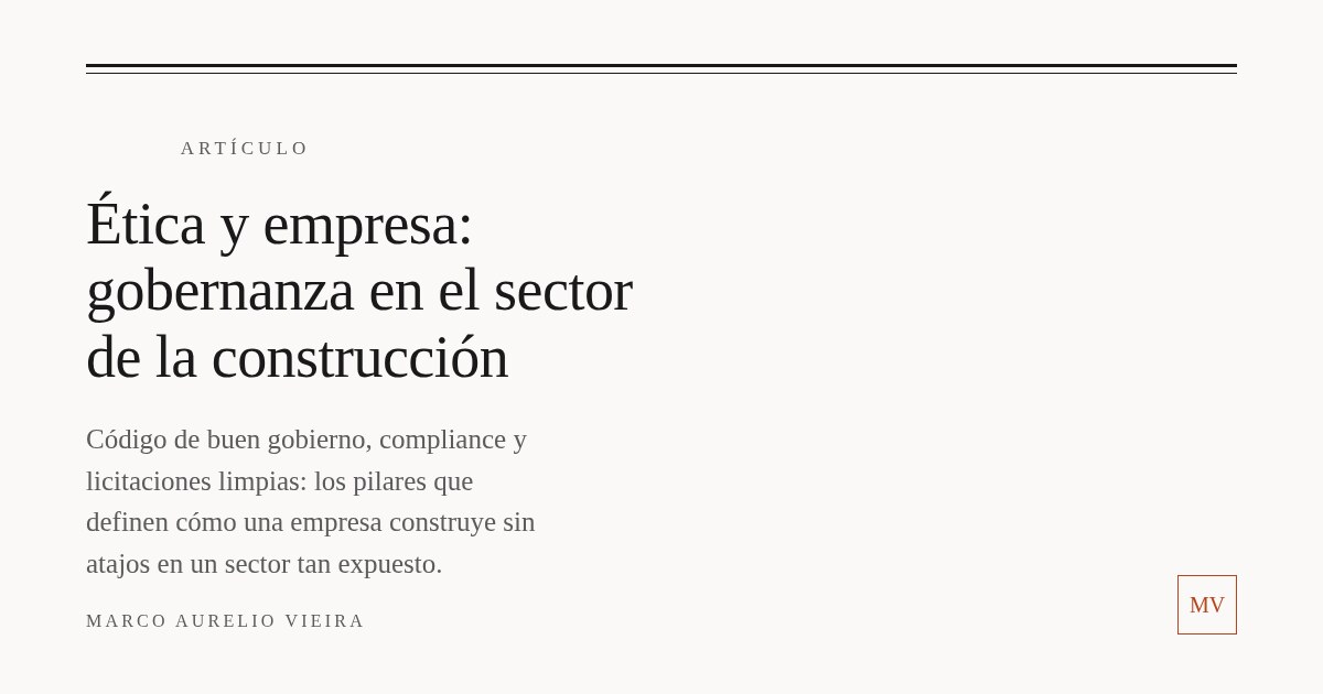 Portada del artículo: Ética y empresa: gobernanza en el sector de la construcción
