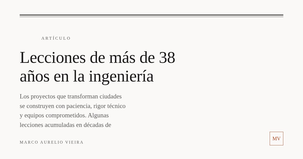 Portada del artículo: Lecciones de más de 38 años en la ingeniería